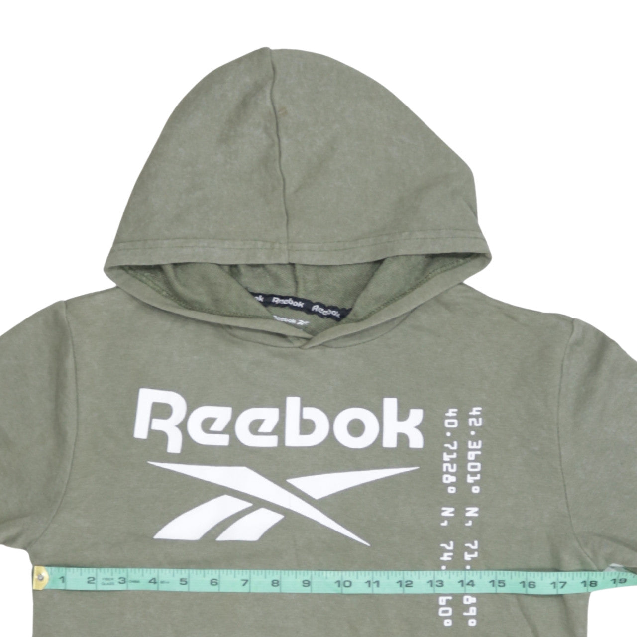 Reebok Teens Green Pullover Hoodie L 14-16 Cotton Blend