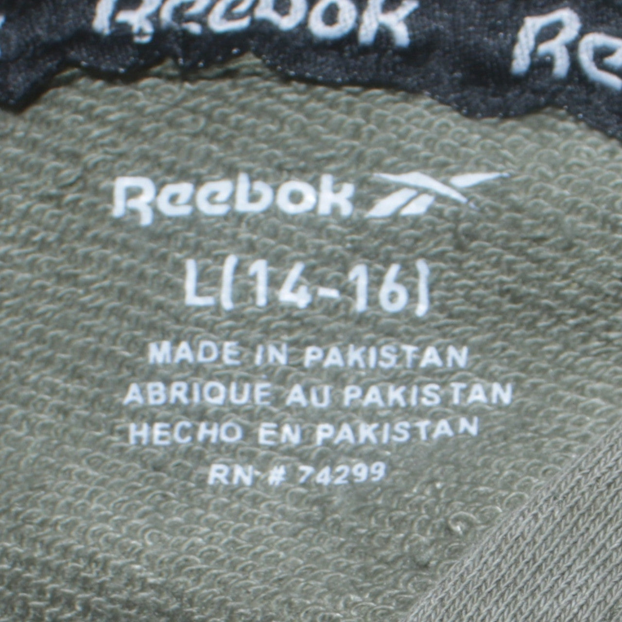 Reebok Teens Green Pullover Hoodie L 14-16 Cotton Blend