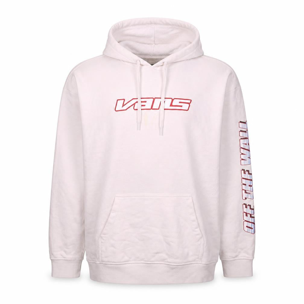 Vans Men’s White Pullover Hoodie Small Logo Graphic Fleece