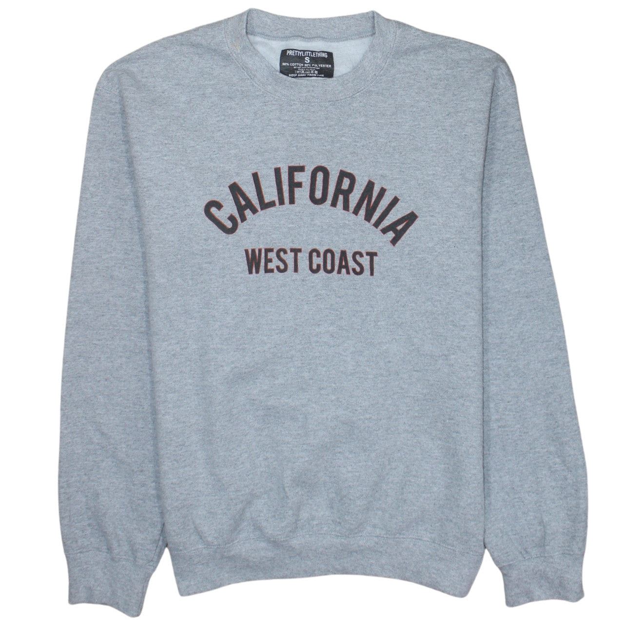 PrettyLittleThing Women’s Grey California West Coast Pullover Sweatshirt Size S