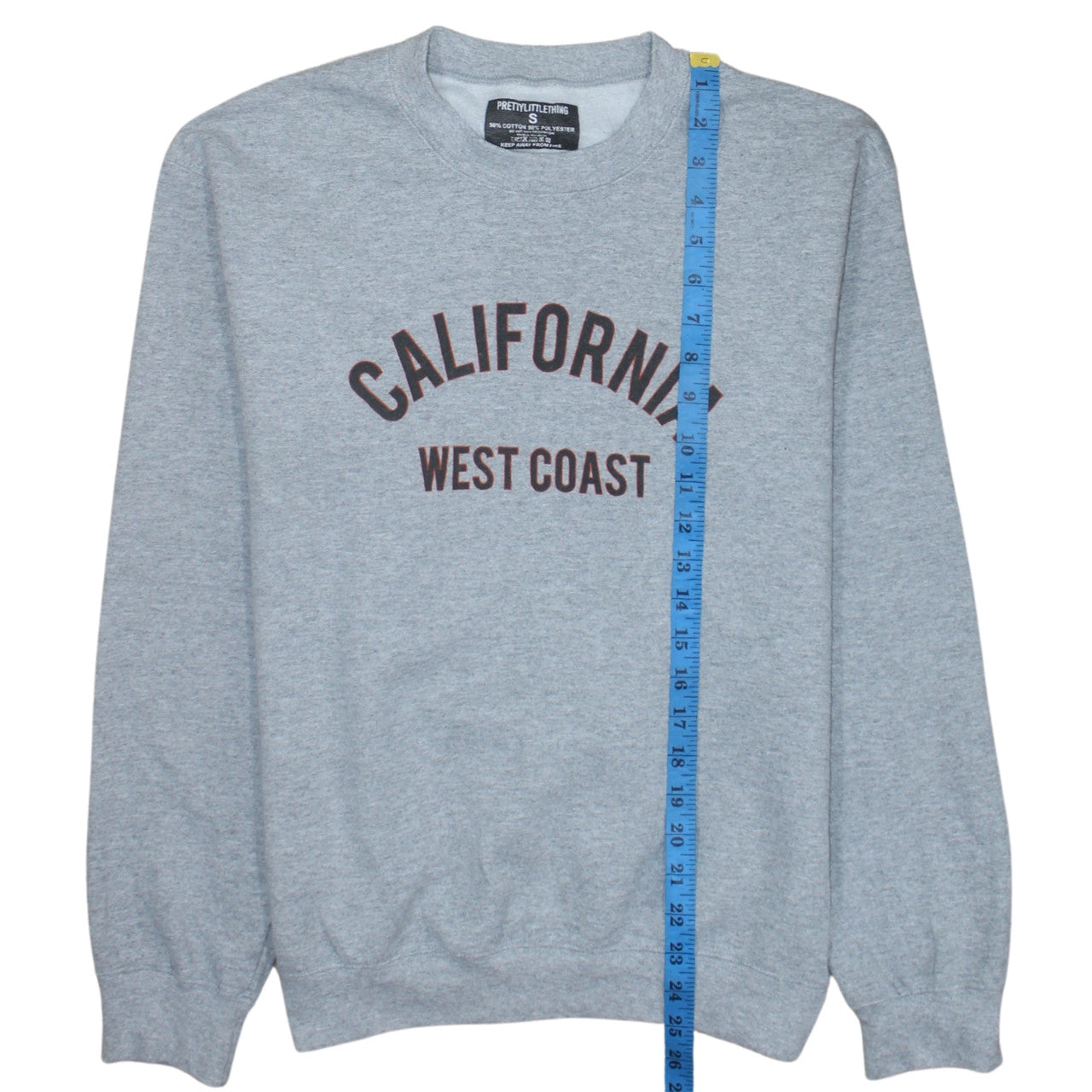 PrettyLittleThing Women’s Grey California West Coast Pullover Sweatshirt Size S