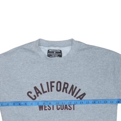 Close-up detail of PRETTYLITTLETHING Women’s Grey California West Coast Pullover Sweatshirt, size S