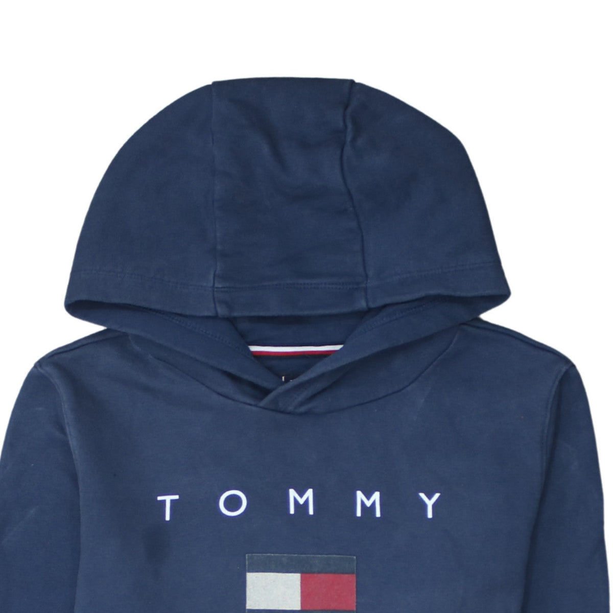 Tommy Hilfiger Boys Blue Pullover Hoodie Size 176 Logo Cotton Sweatshirt