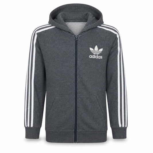 Adidas Men Grey Full Zip Hoodie Size M Regular Fit Sportswear