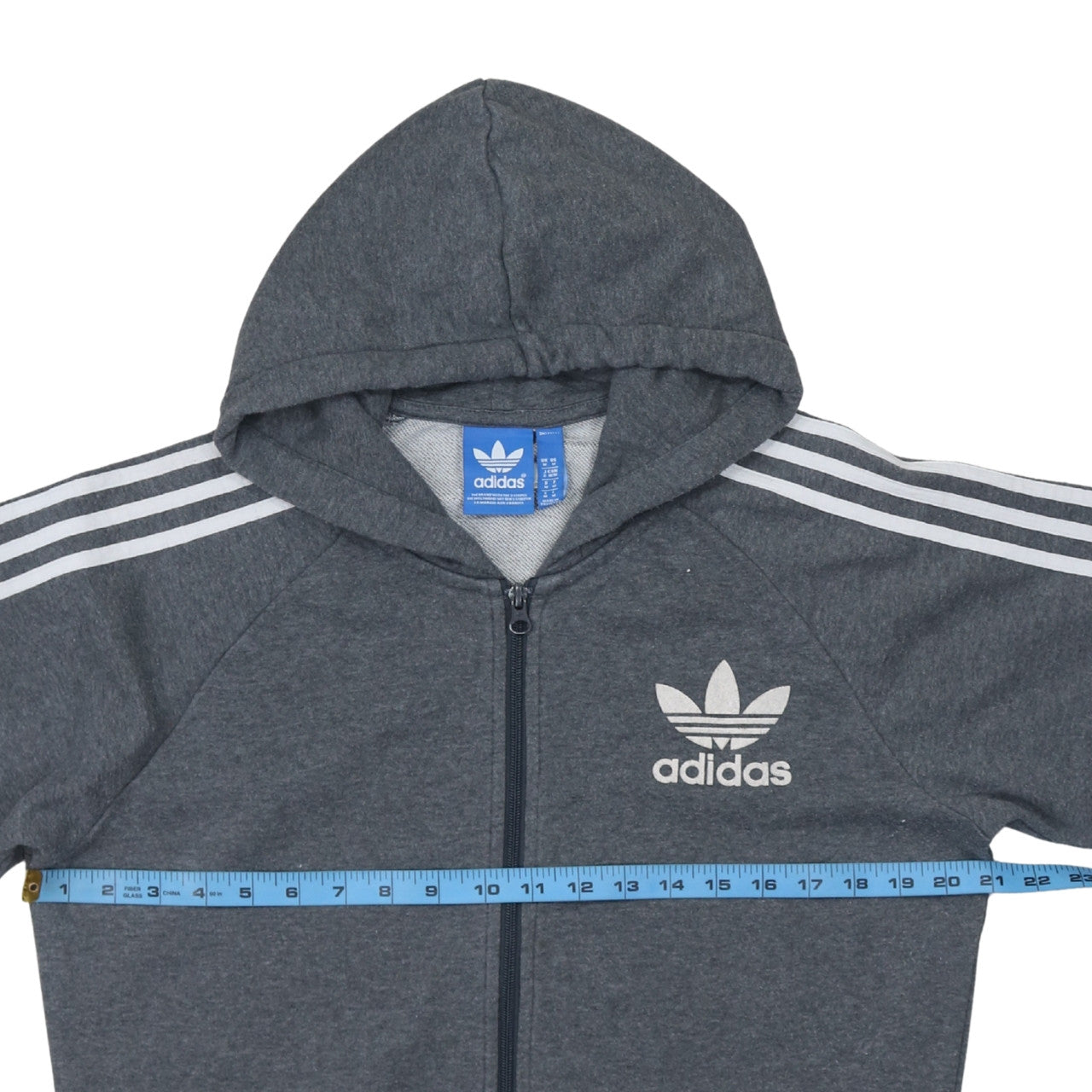 Adidas Men Grey Full Zip Hoodie Size M Regular Fit Sportswear