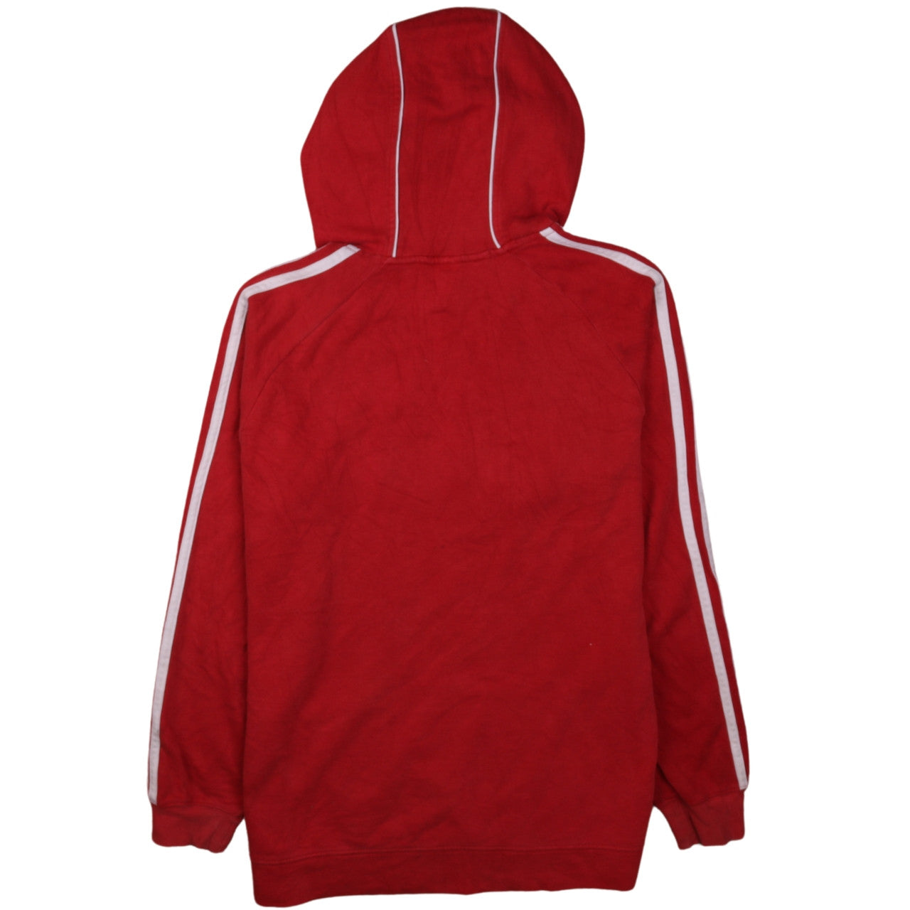 Adidas Boys Red Pullover Hoodie 12 Years Stripe Logo Fleece Sweatshirt