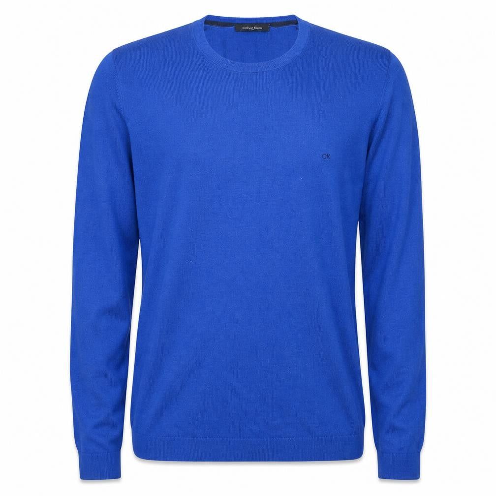 Calvin Klein Men Blue Cotton Silk Crew Neck Jumper Size L