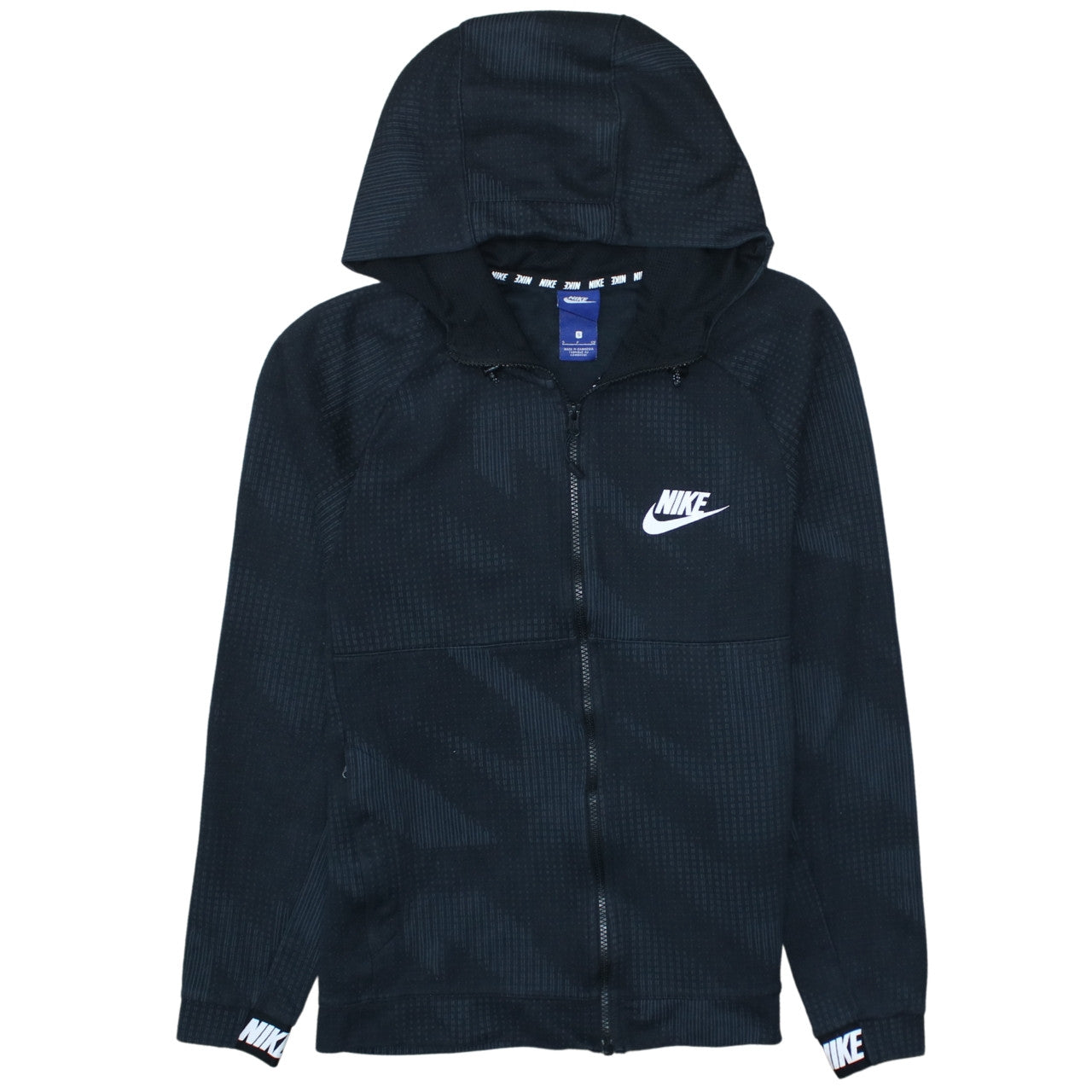 Nike Men's Black Full Zip Hoodie Size S Sportswear Cotton Blend