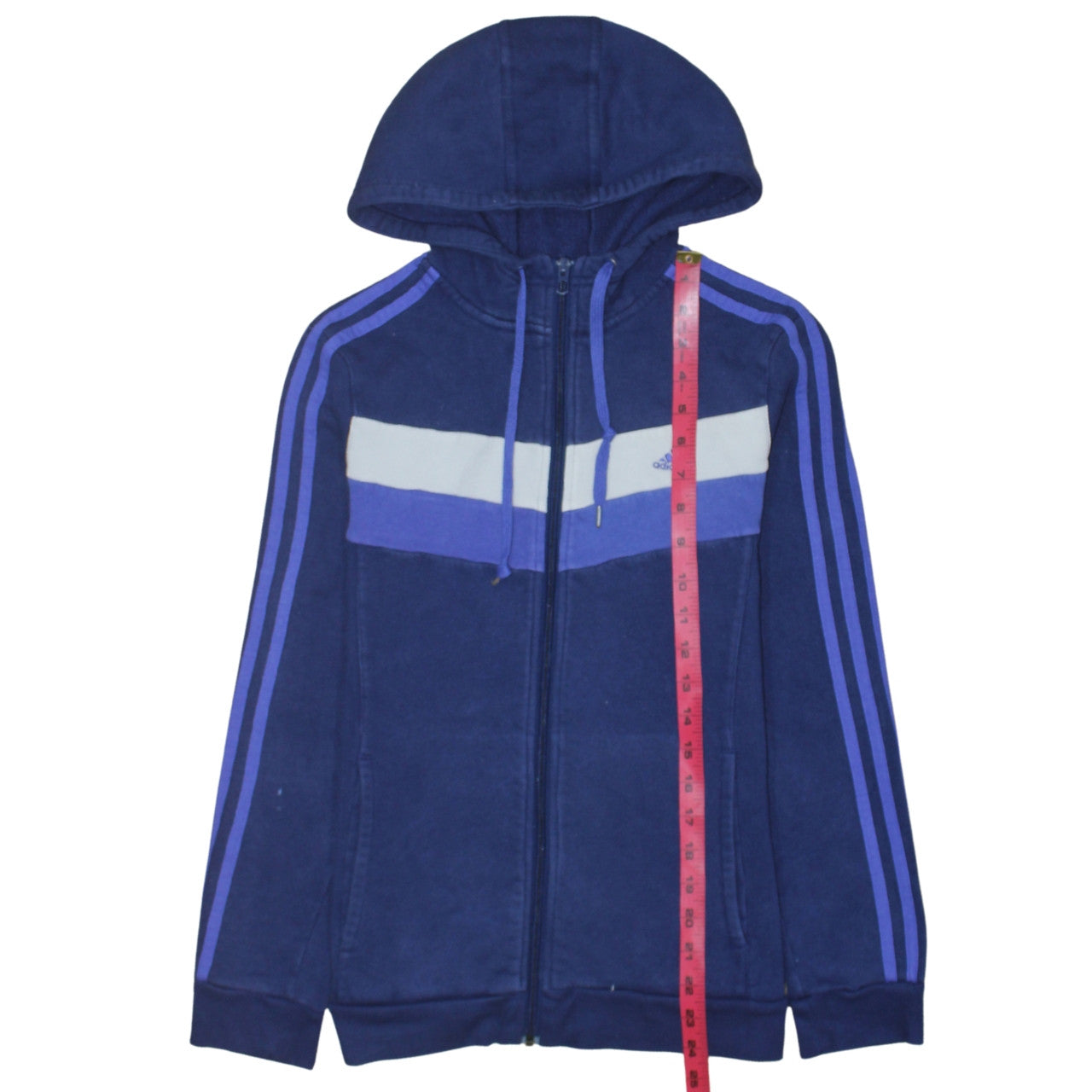 Adidas Women's Blue Full Zip Hoodie Medium Hooded Sportswear