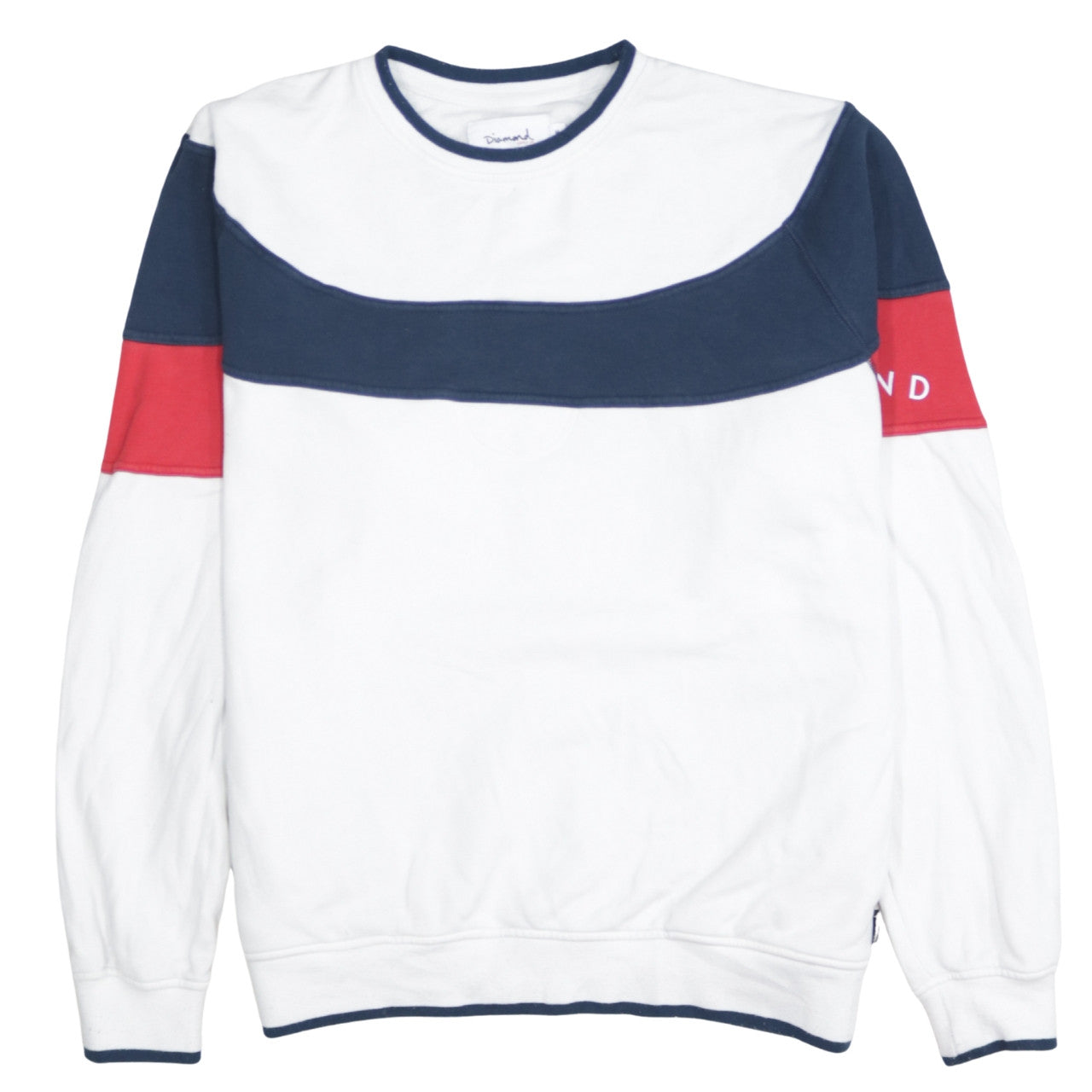 Diamond Supply Co. Men's White Navy Red Colour Block Sweatshirt M