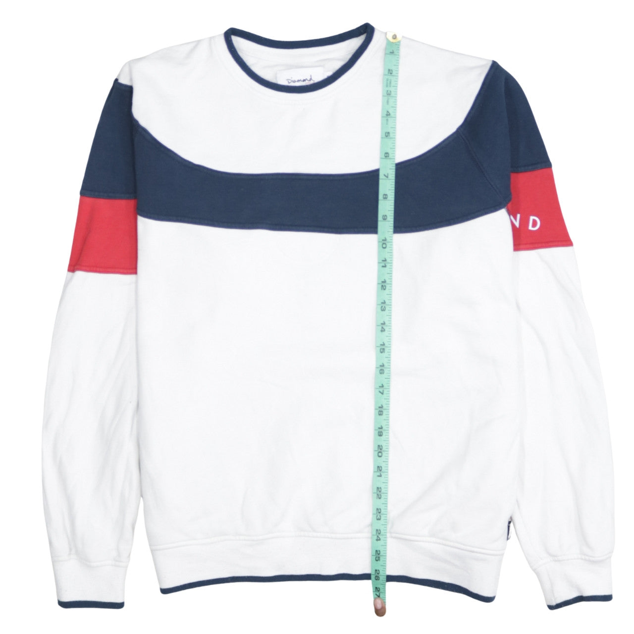 Diamond Supply Co. Men's White Navy Red Colour Block Sweatshirt M