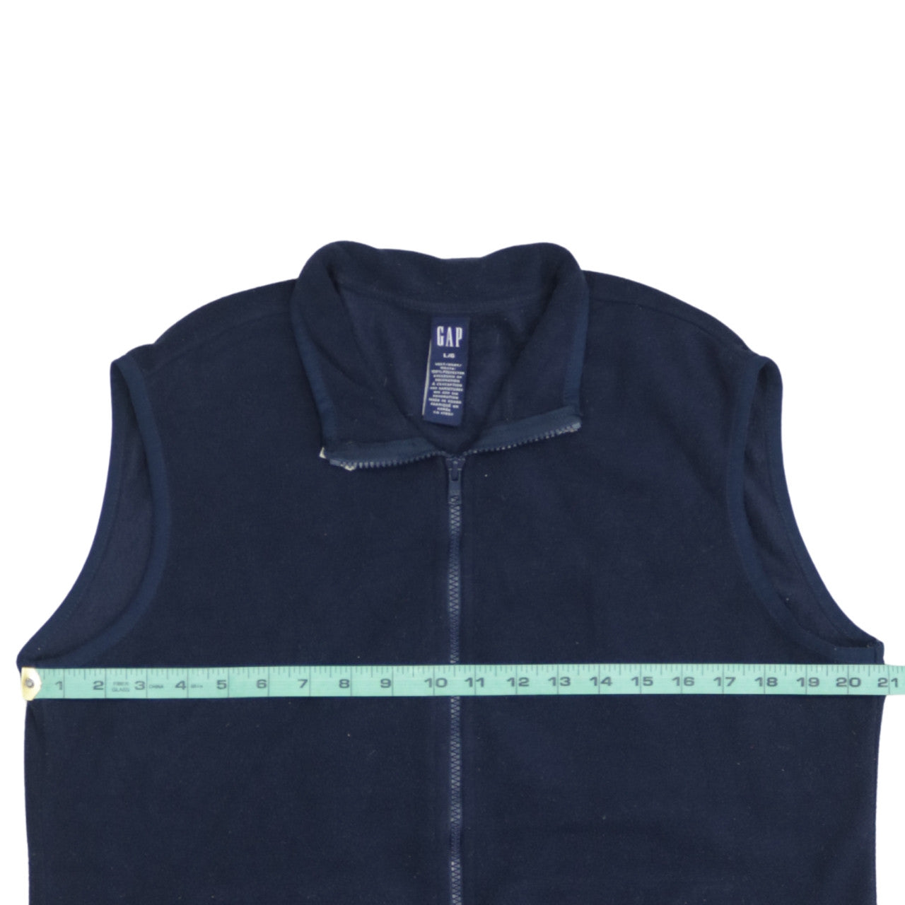 GAP Women’s Blue Fleece Waistcoat L Full Zip Sleeveless Casual Vest