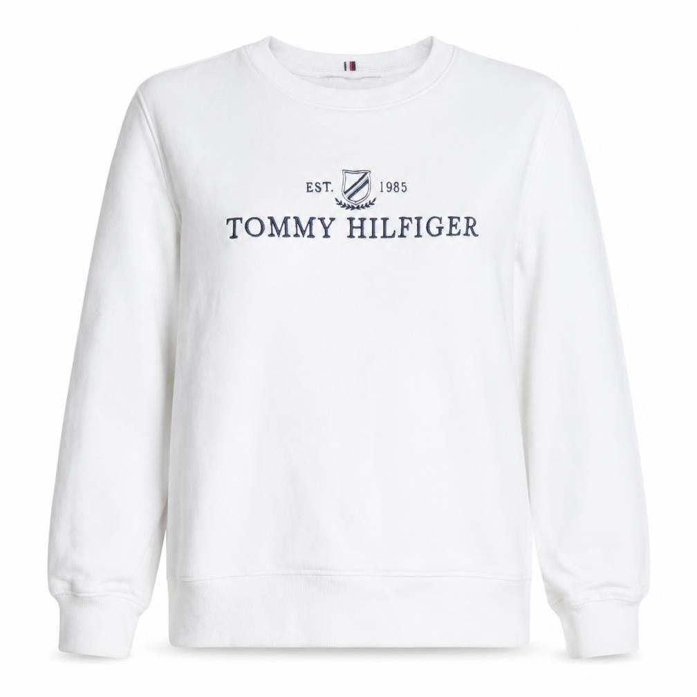 Tommy Hilfiger Women's White XS Pullover Sweatshirt Logo Crew Neck
