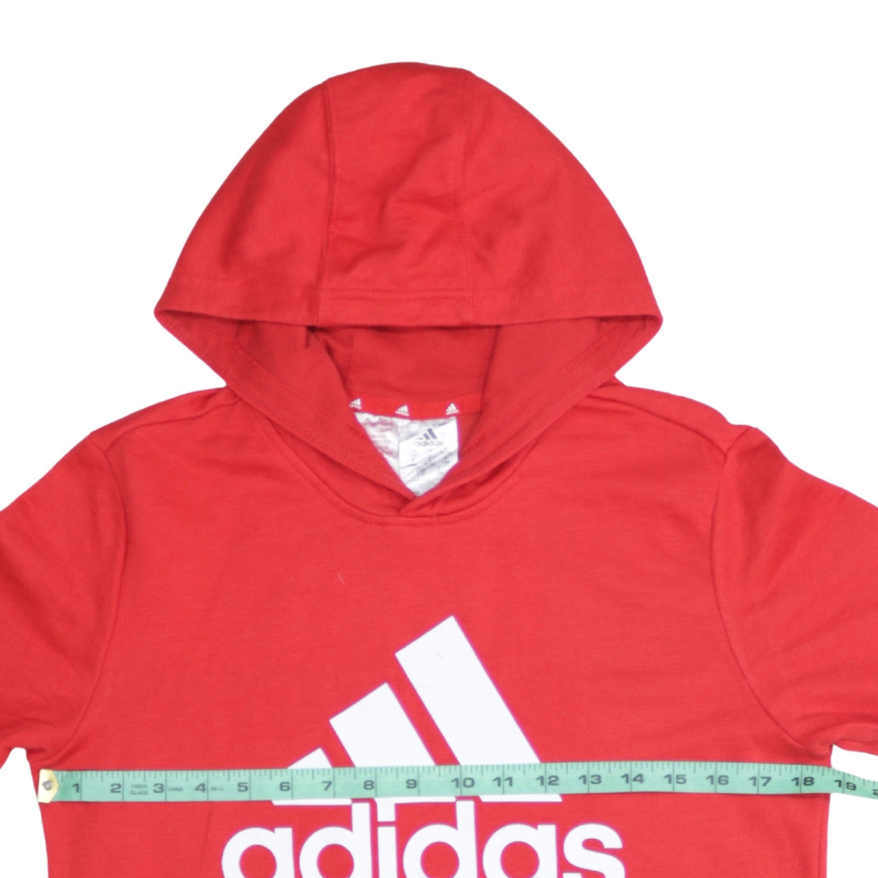 Adidas Boys Red Pullover Hoodie 13-14 Years Cotton Blend Logo Sweatshirt