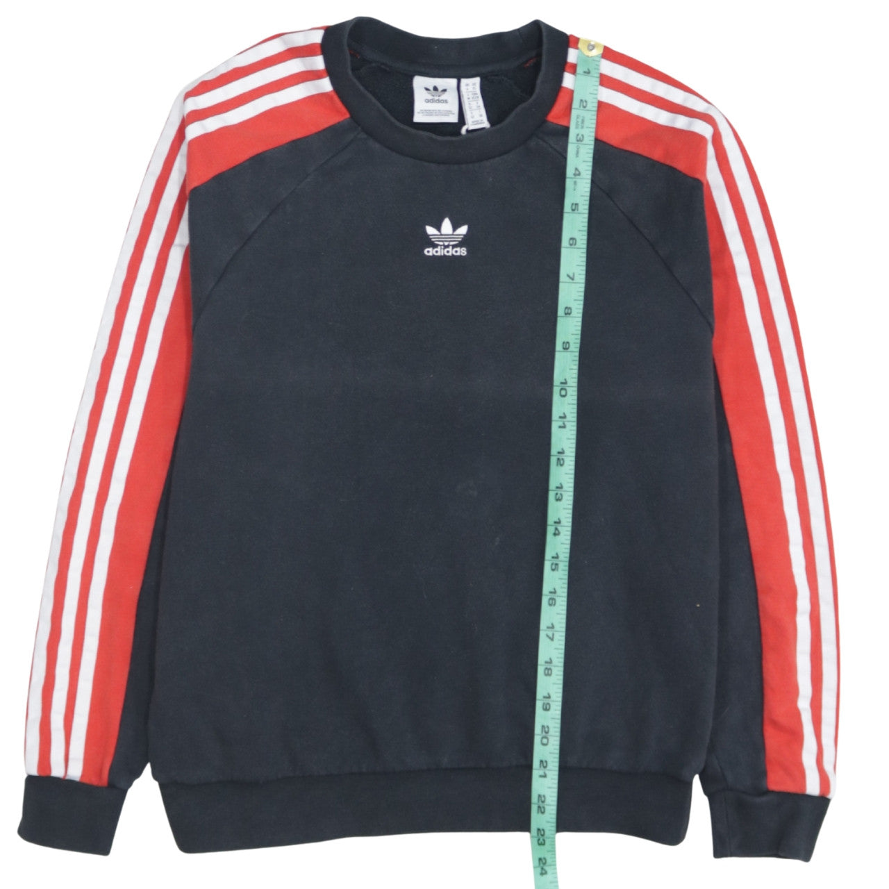 Adidas Women Black Red Crew Neck Pullover Sweatshirt UK 6 XS