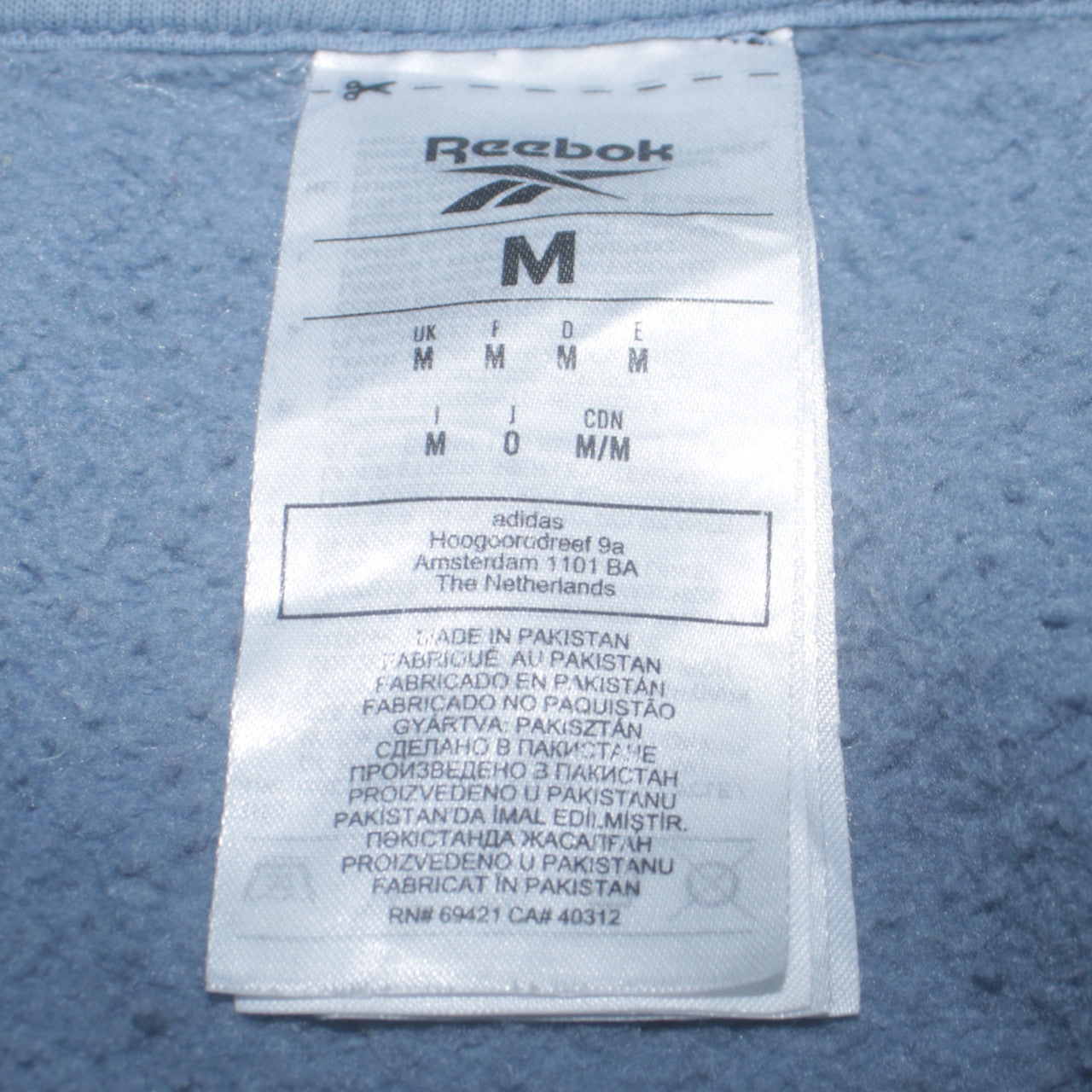 Reebok Men's Blue Logo Crew Neck Fleece Sweatshirt Size M