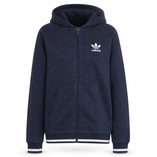 Adidas Women's Navy Blue Full Zip Hoodie UK 8 Cotton Blend Casual