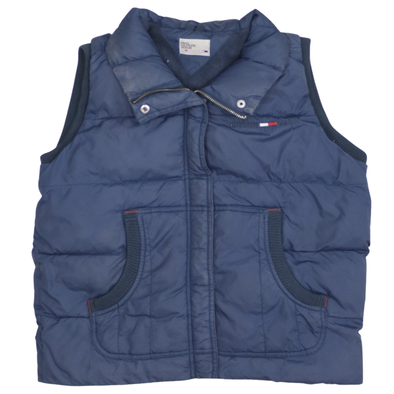 Tommy Hilfiger Women Blue Puffer Waistcoat M Sleeveless Zip