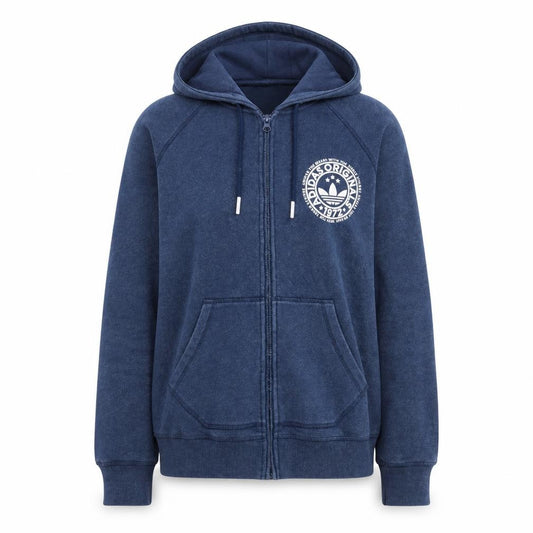 Adidas Originals Women's Blue Full Zip Hoodie UK 12 Cotton Blend