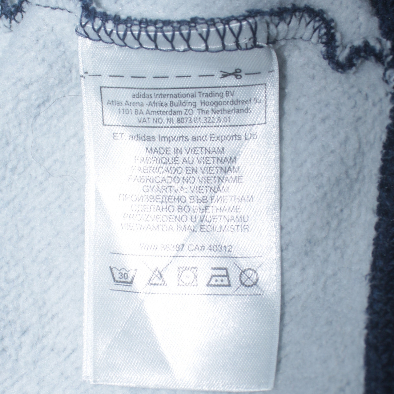 Adidas Originals Women's Blue Full Zip Hoodie UK 12 Cotton Blend