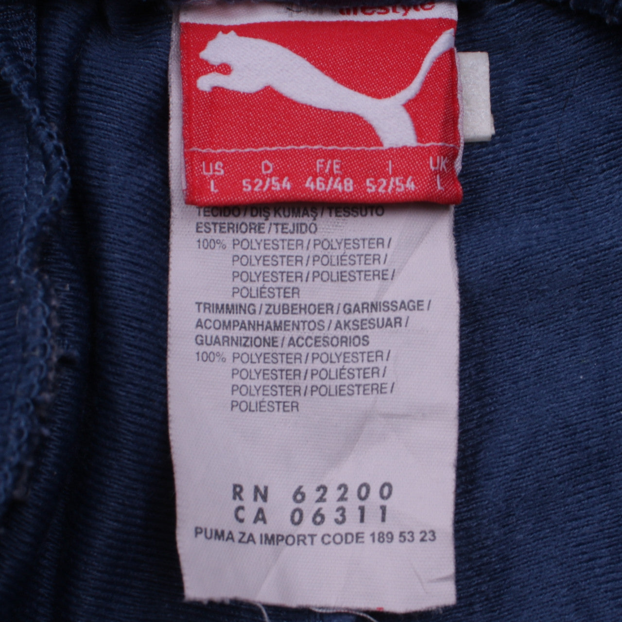Puma Mens Blue Track Pants L Straight Leg Polyester Sports Trousers