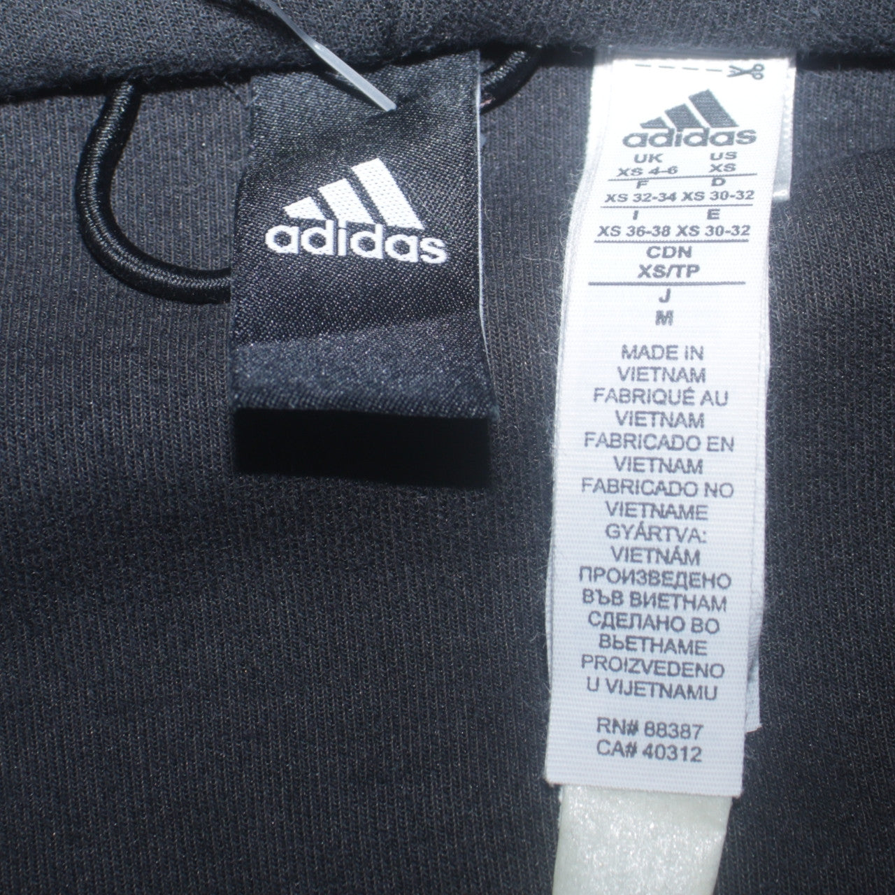 Adidas Men's Black XS Full Zip Fleece Hoodie