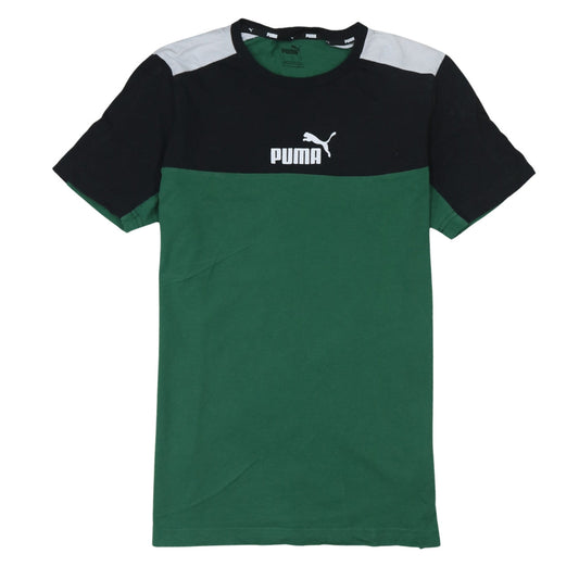 Puma Men's Green Colourblock Crew Neck Short Sleeve T-Shirt Size S