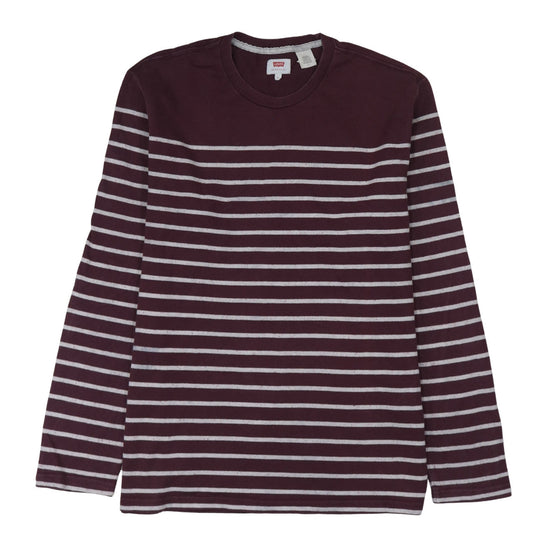 Levi's Men's Brown Striped Long Sleeve Crew Neck Cotton Sweatshirt Size L