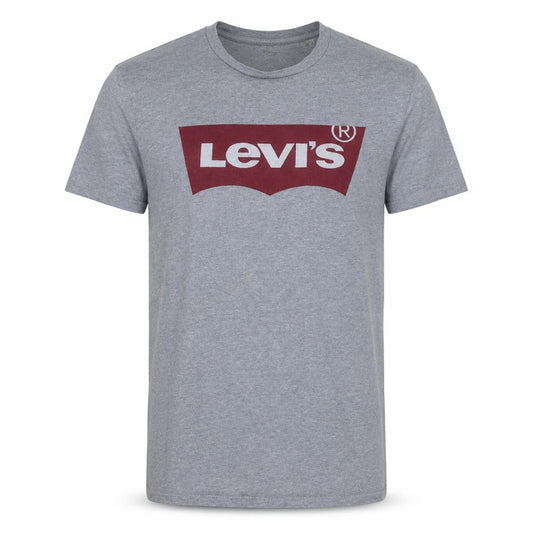 Front view of Levi's Men's Grey Logo Crew Neck Cotton T-Shirt, size S