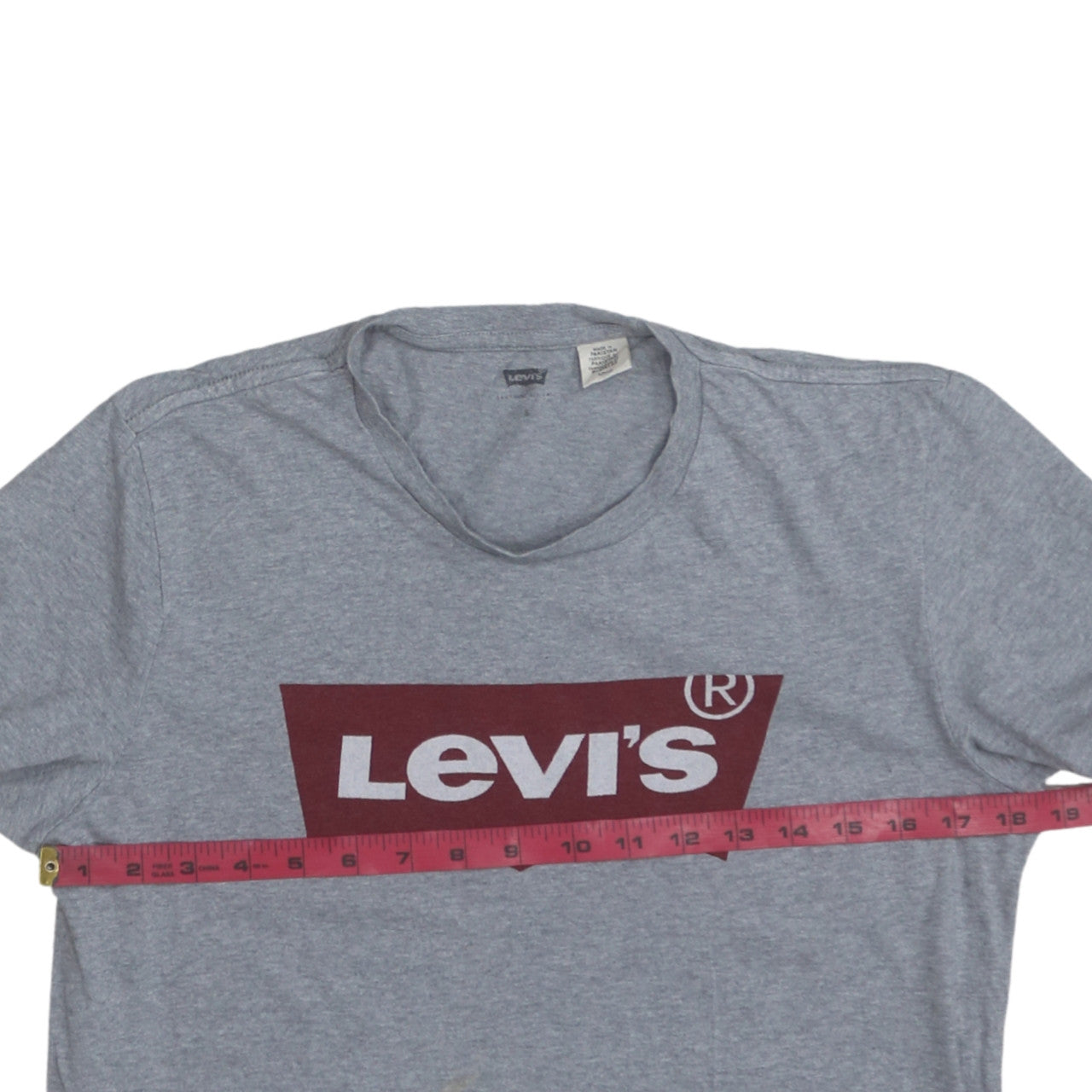 Levi's Men's Grey Logo Crew Neck Cotton T-Shirt Size S