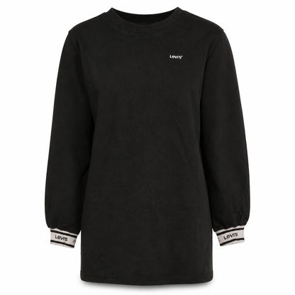 Front view of Levi's Women's Black Small Pullover Sweatshirt with Logo Trim
