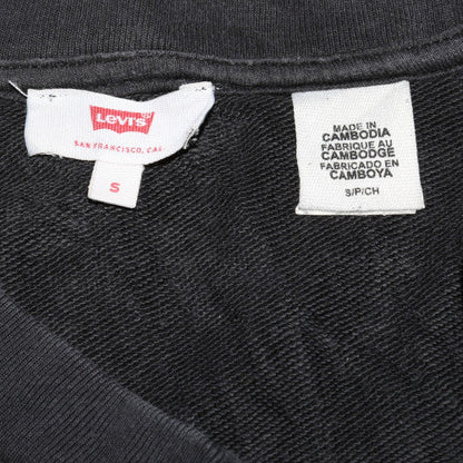 Close-up detail of Levi's Women's Black Small Pullover Sweatshirt with Logo Trim