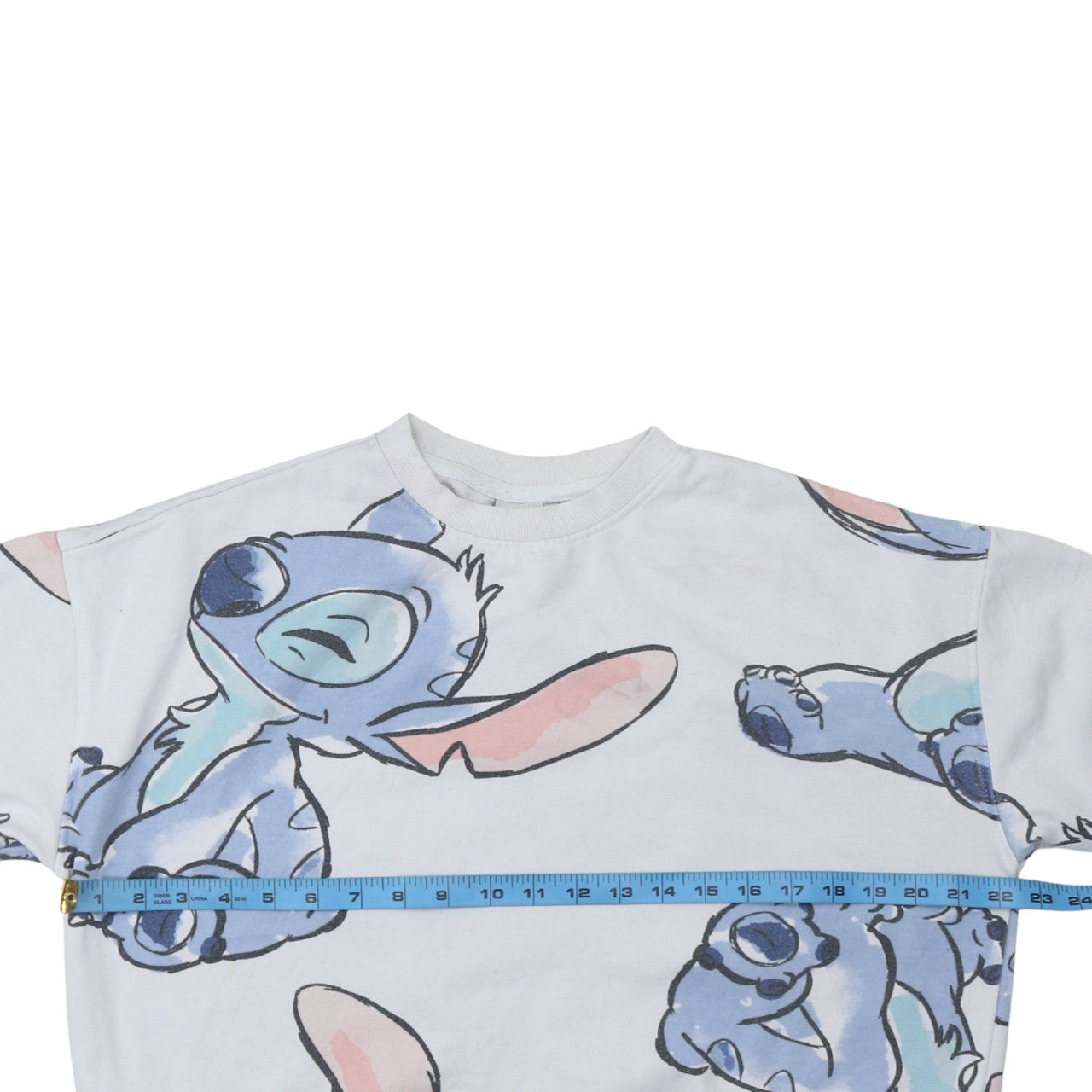 Disney Women White Stitch Print Sweatshirt Size S 10/12 Pullover