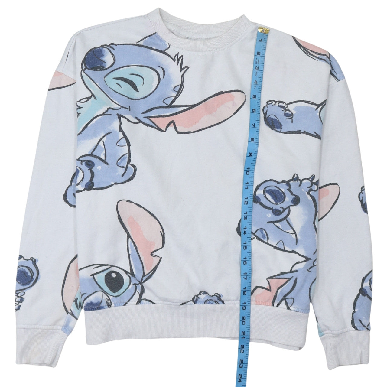 Disney Women White Stitch Print Sweatshirt Size S 10/12 Pullover