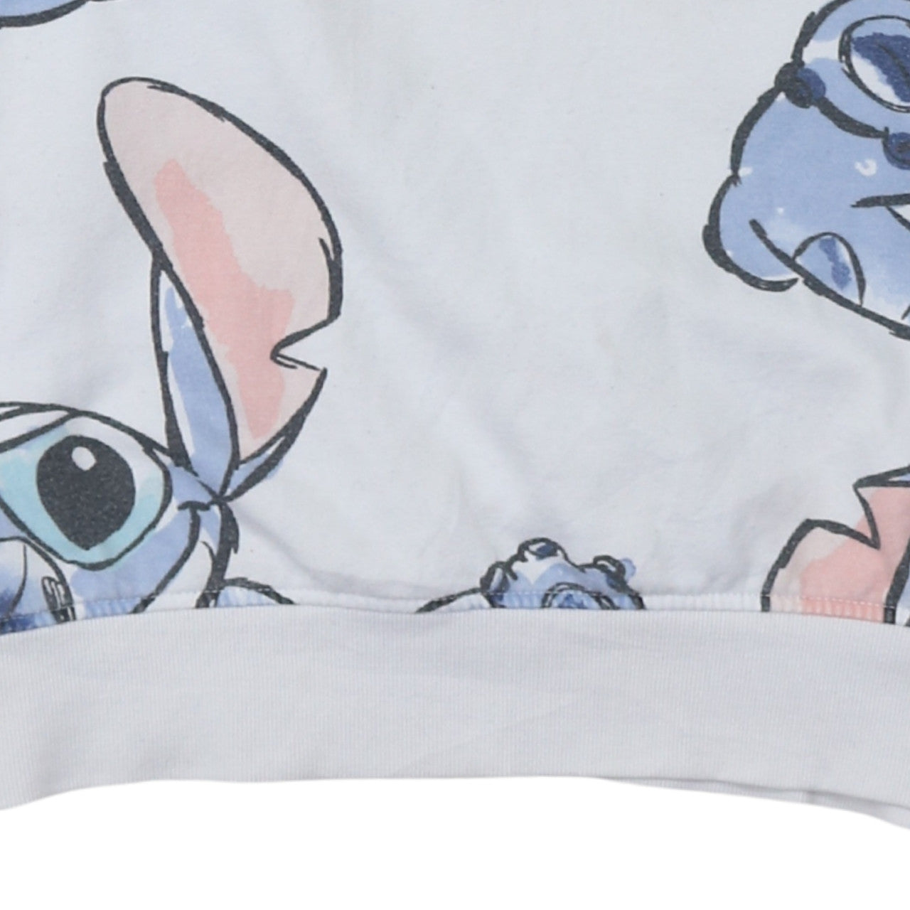 Disney Women White Stitch Print Sweatshirt Size S 10/12 Pullover
