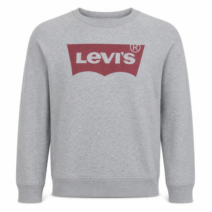 Front view of Levi's Men's Grey Crew Neck Logo Sweatshirt, size S, Regular Fit