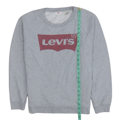 Back view of Levi's Men's Grey Crew Neck Logo Sweatshirt, size S, Regular Fit