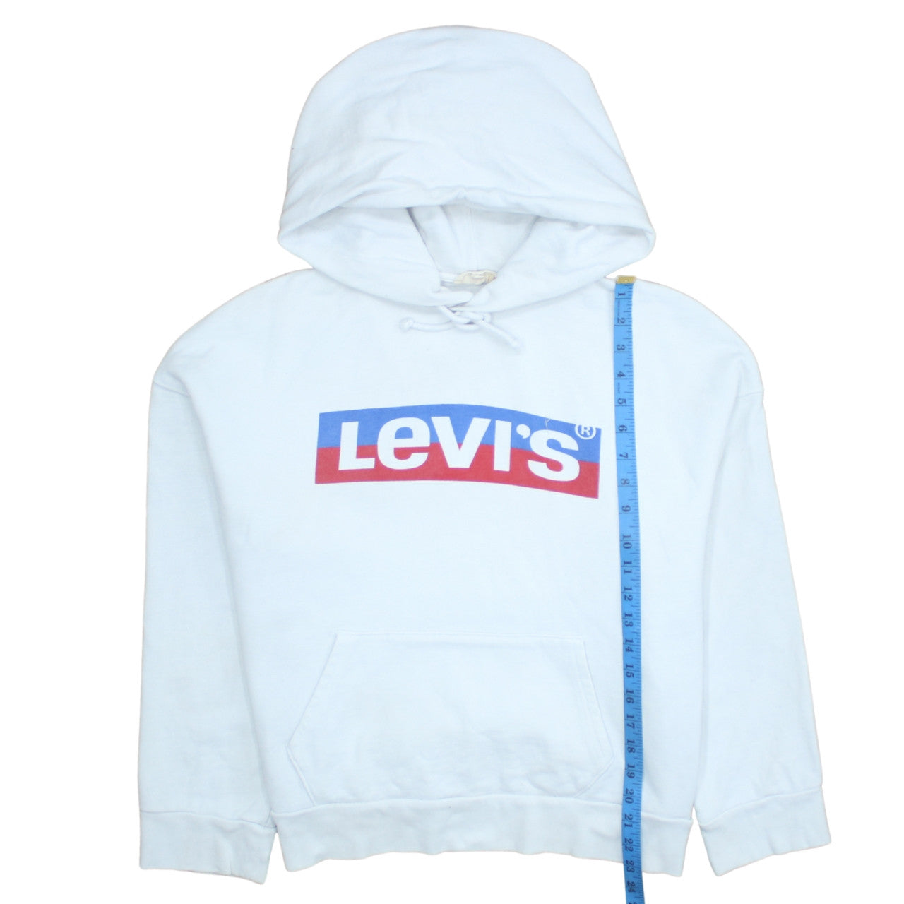 Levi's Men's White Logo Pullover Hoodie XS Fleece Sweatshirt
