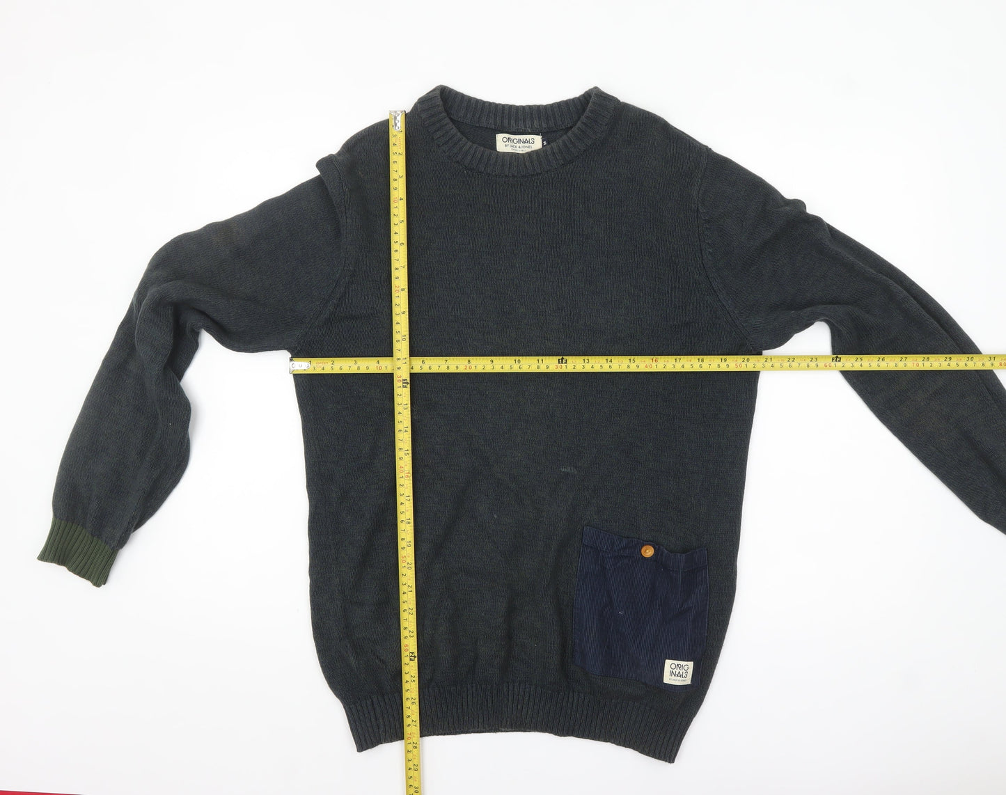 Jack & Jones Originals Men's Blue Cotton Jumper M Crew Neck