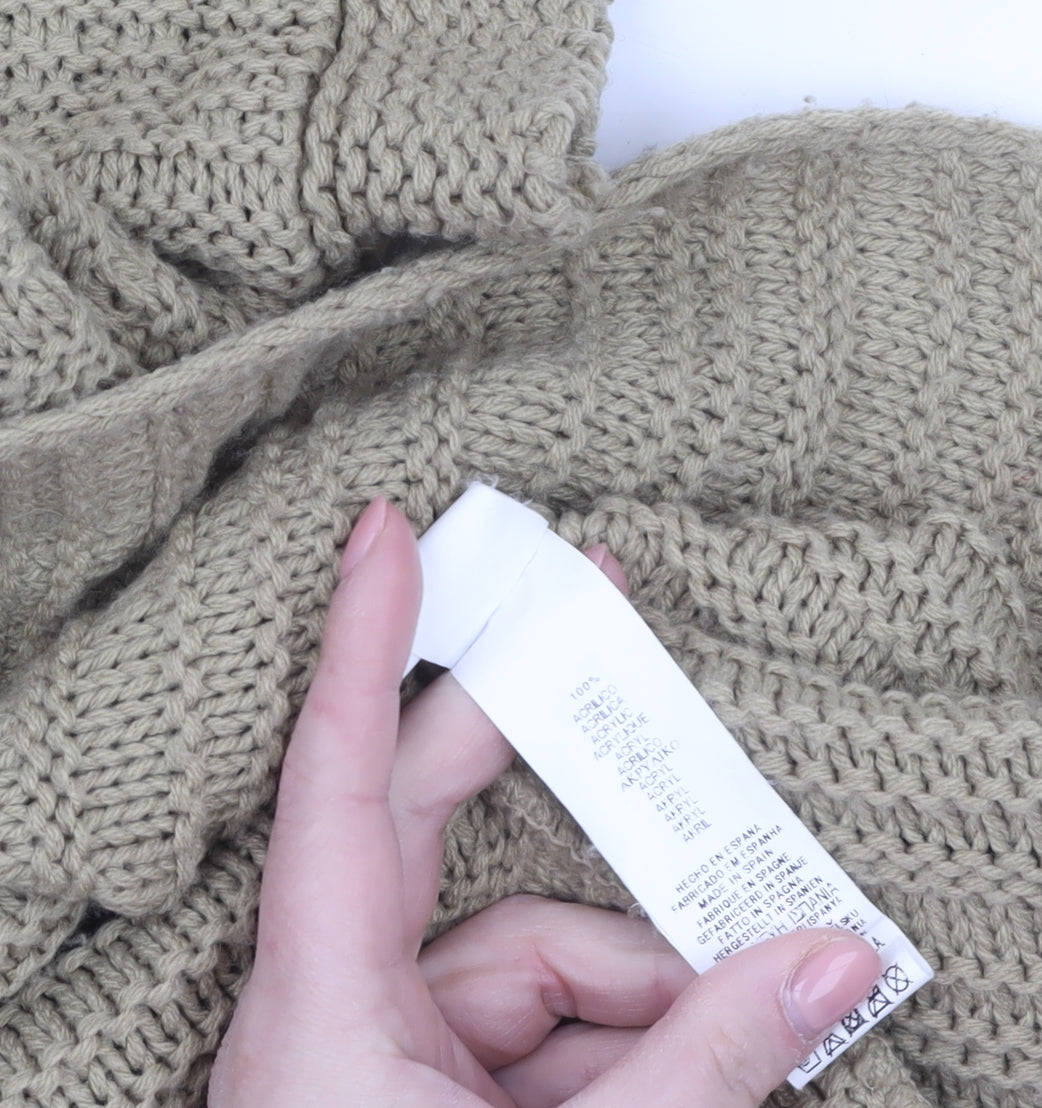 Stradivarius Women’s Beige Knit Short Sleeve Cardigan M