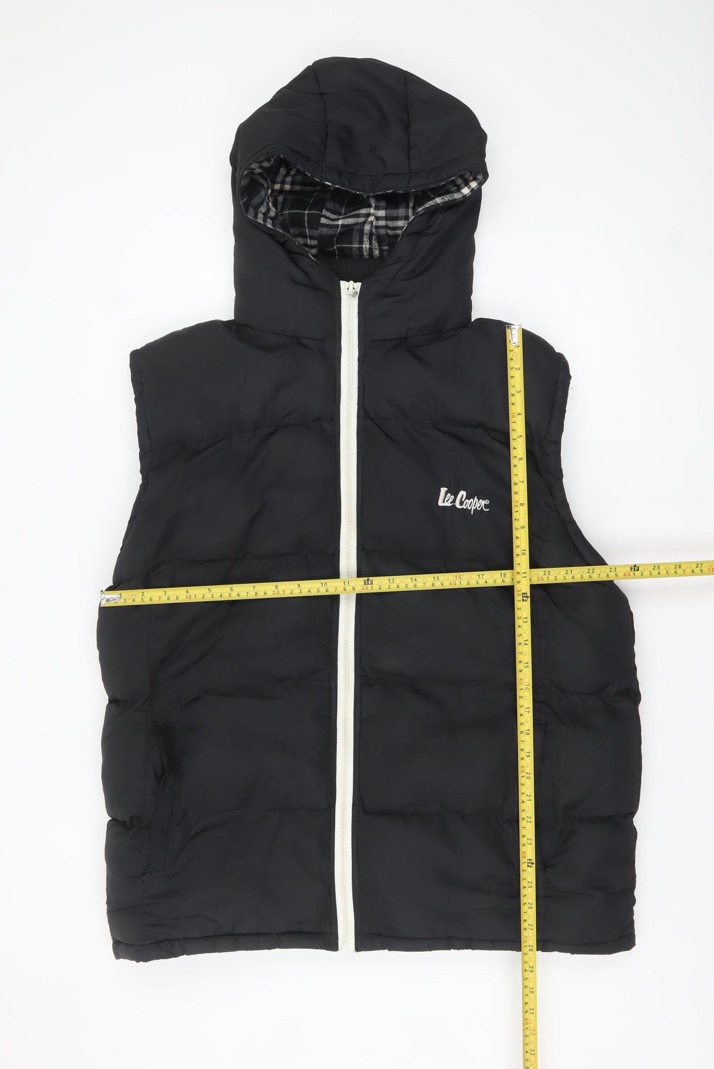 Lee Cooper Men's Black 2XL Hooded Puffer Waistcoat
