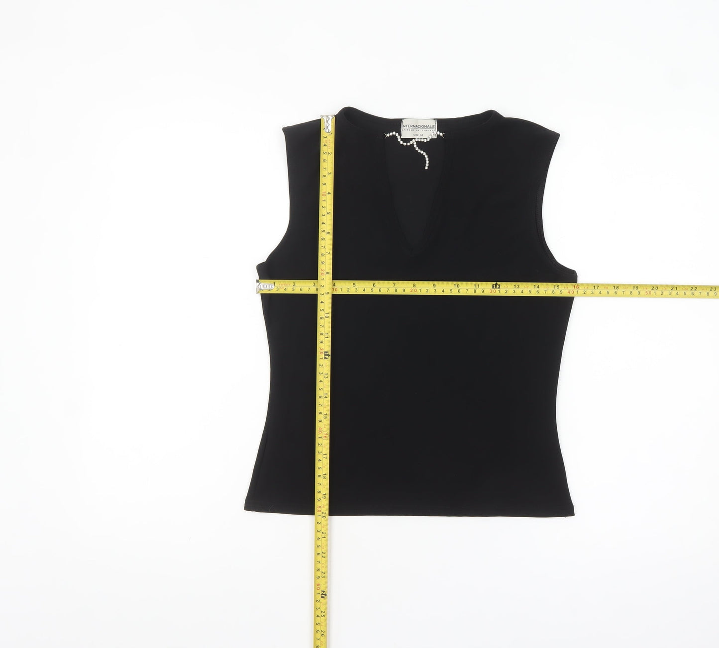 Internacionale Women's Black V-Neck Sleeveless Tank Top Size 14
