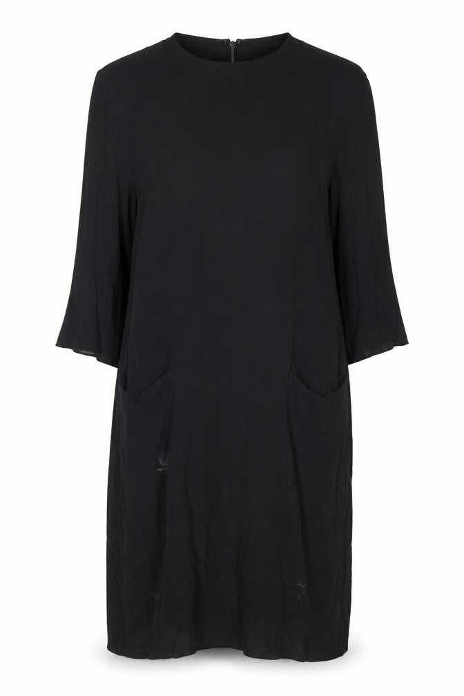 & Other Stories Women Black Viscose Shift Dress Size 8 Knee Length