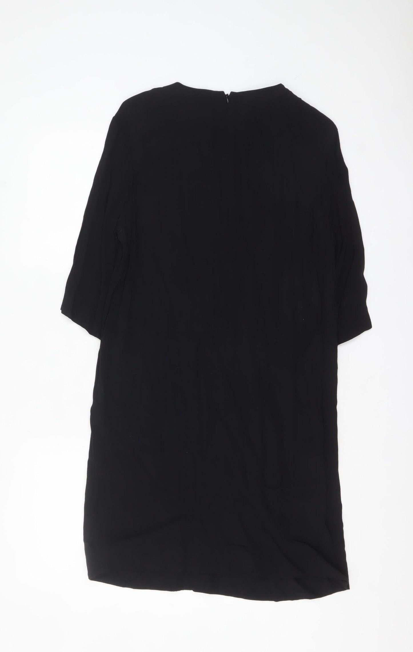 & Other Stories Women Black Viscose Shift Dress Size 8 Knee Length