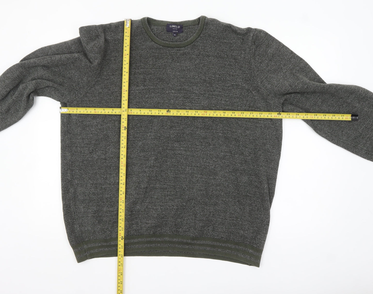 Marks and Spencer Mens Grey 2XL Crew Neck Cotton Pullover Jumper