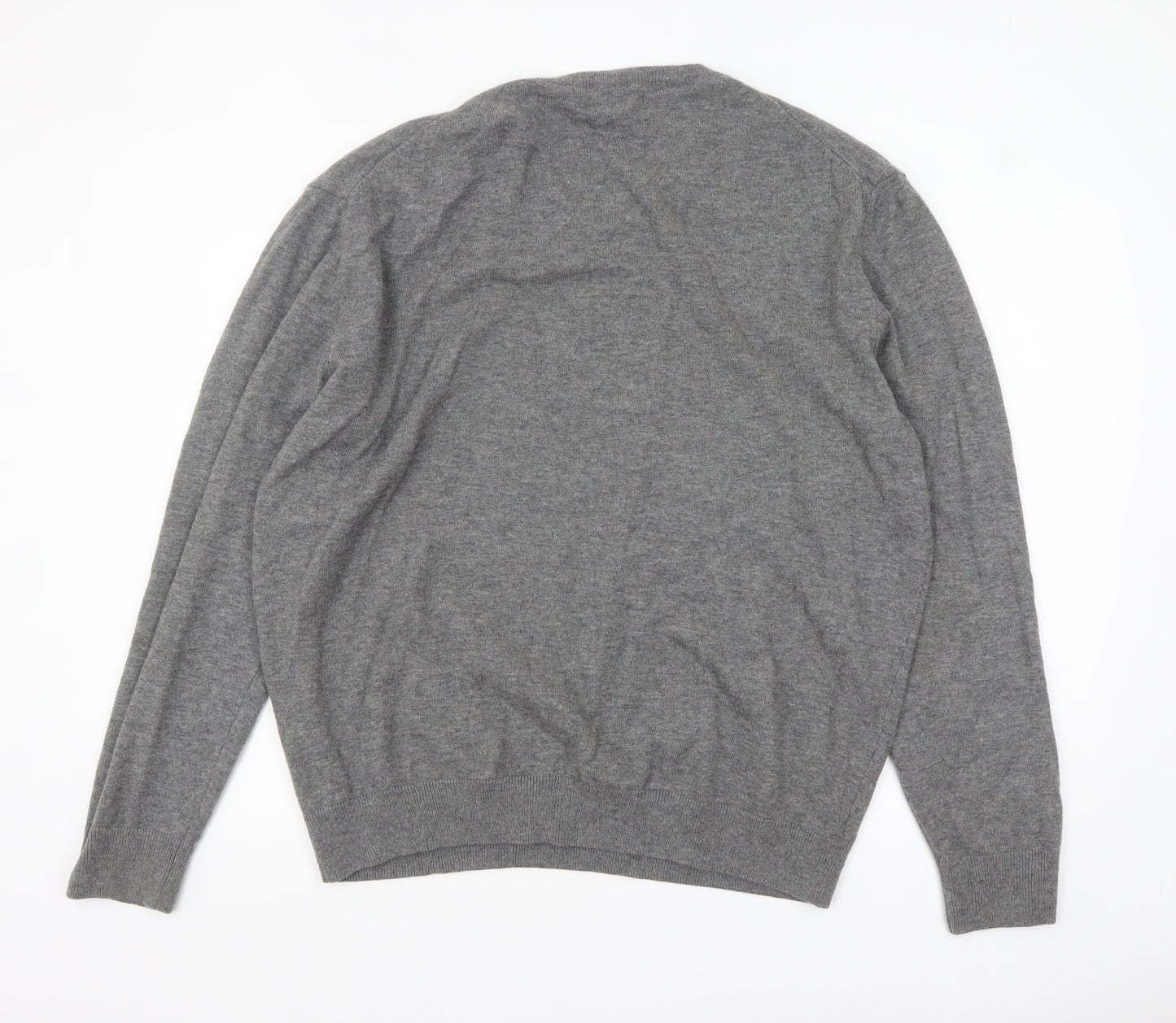 Avenue Men’s Grey Wool V-Neck Jumper 2XL Classic Fit