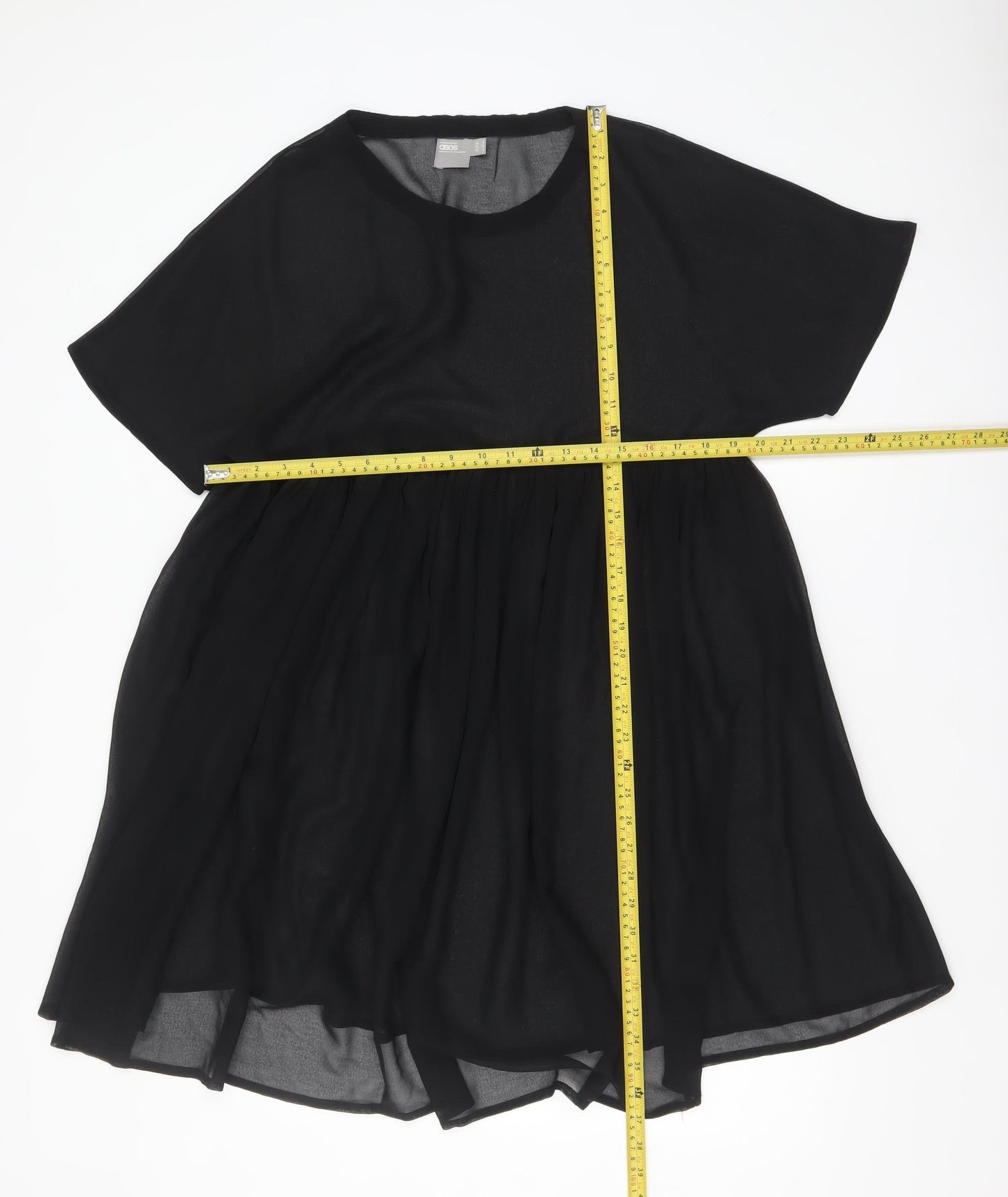 ASOS Women Black Size 6 Short Sleeve Smock Dress