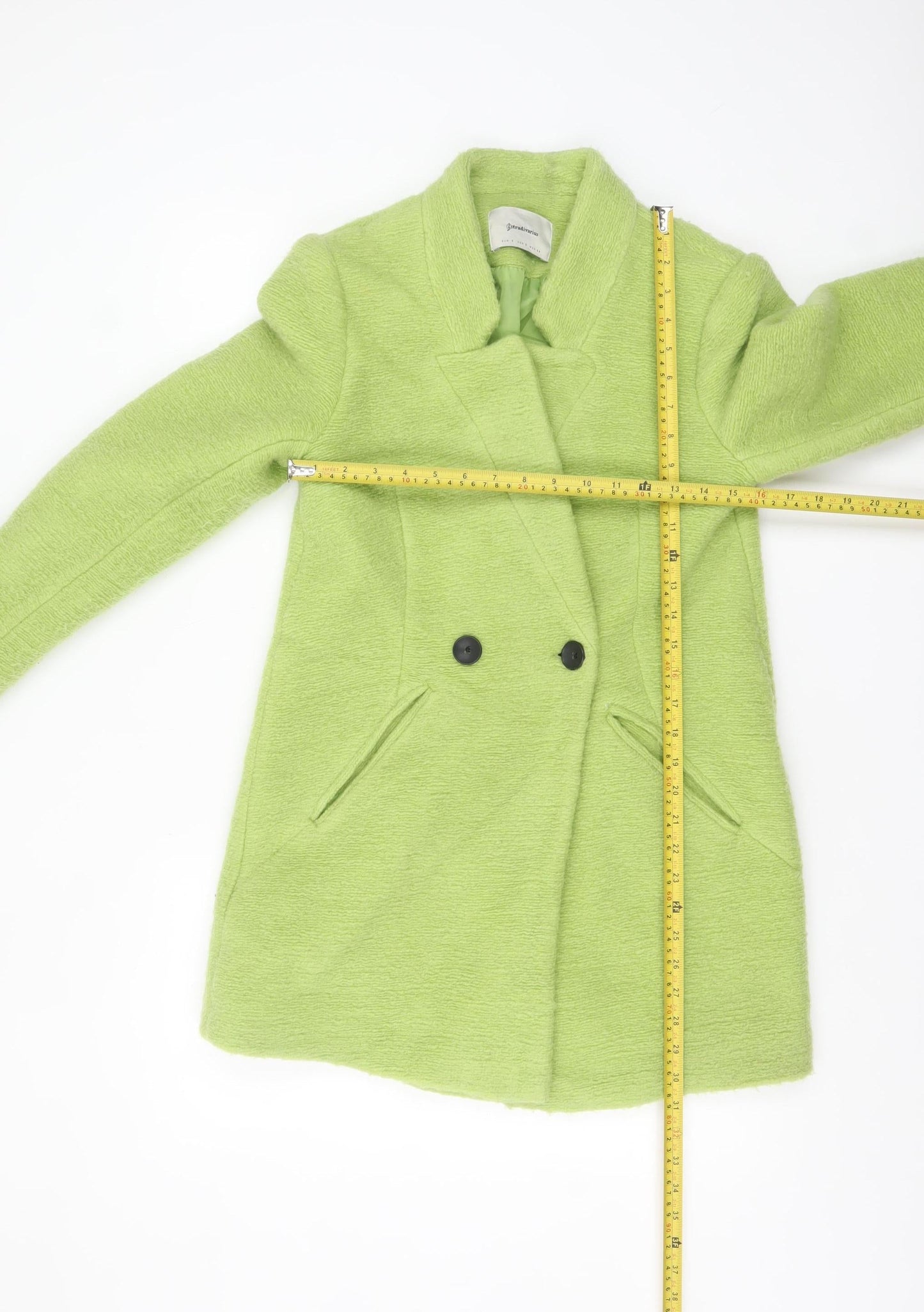 Stradivarius Womens Green Wool Blend Mid-Length Coat Size S