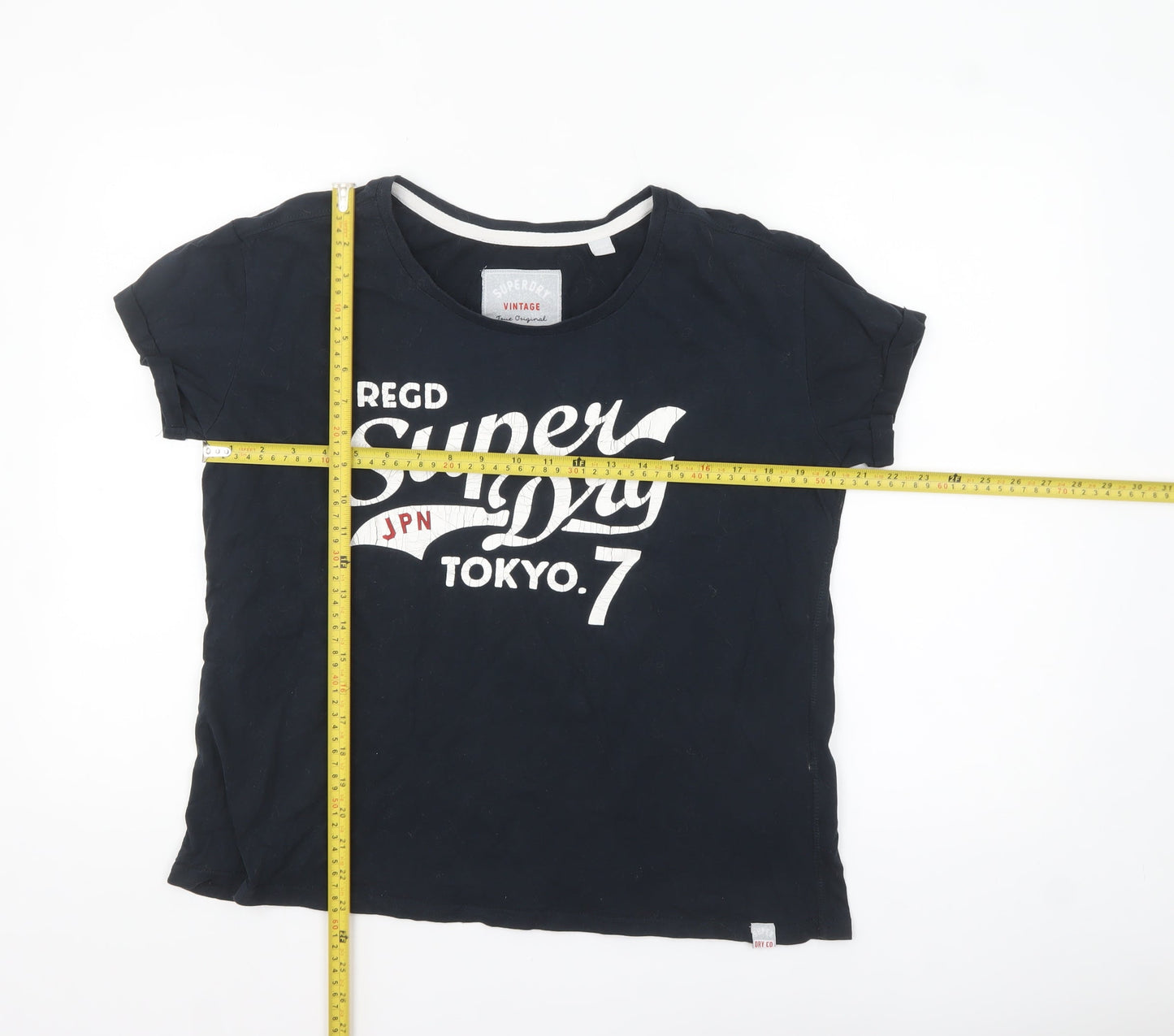 Superdry Womens Blue XL Vintage Tokyo T-Shirt Casual Cotton