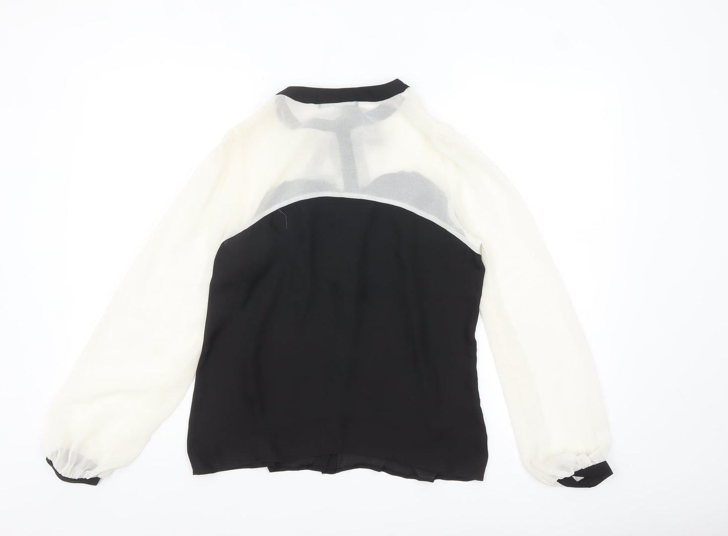 Atmosphere Women Black & White Bow Neck Chiffon Blouse UK 10